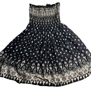 Vtg Y2K Smocked Black Sundress Women M Coquettte Feminine Beach Travel Party